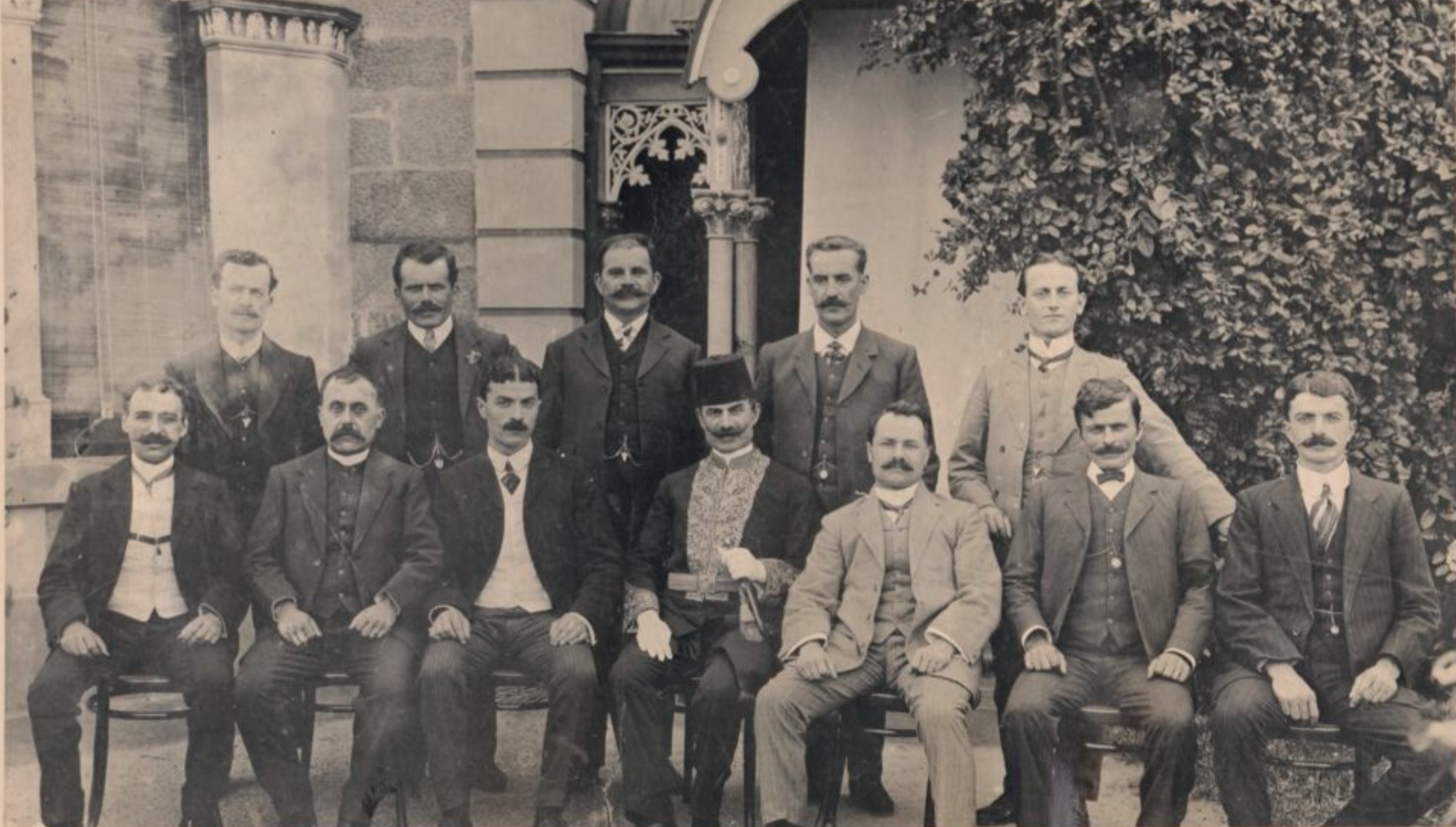 Ottoman Association of South Australia officials, with Consul-General Esper Naṣūr Jureidini (front row, centre) and Salim Attiah (pale suit, to his left)